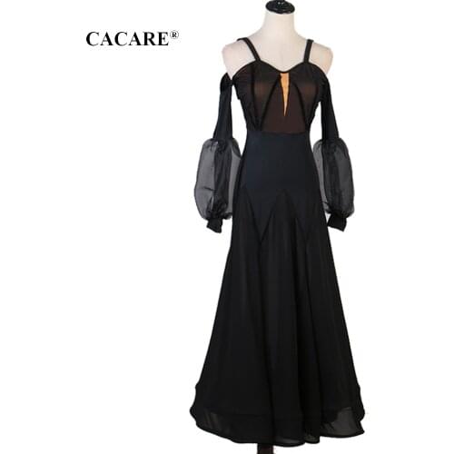CACARE Ballroom Dance Competition Dresses Waltz Dress Standard Dance Dresses Tango D0308 Backless Big Hem