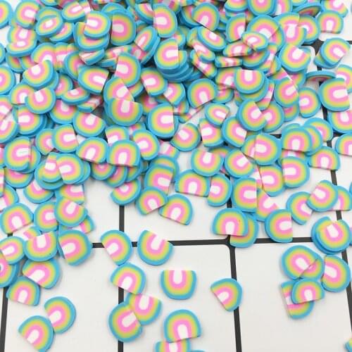 50g 10mm Blue Rainbow Hot Clay Slices Polymer Clay Sprinkles for Crafts Making Scrapbooking Phone Deco DIY Slime Filling