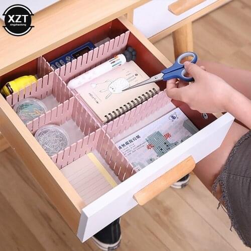 4 Pcs Drawer Divider Adjustable Plastic Free Combination Partition Storage Shelves Organizer Underwear Socks Makeup Clapboard