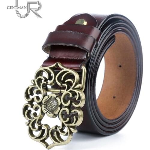 New Womens Belts Fashion Genuine Leather Belt Female Fancy Vintage Pin Buckles Jeans Belt Quality Cinturon Mujer Ceinture Femme