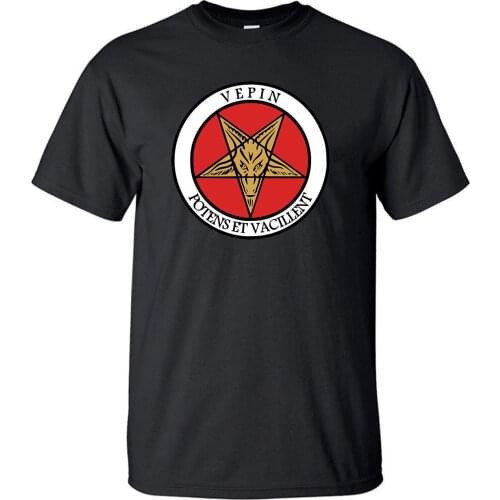 Goat Head Satan T Shirt Men Vepin Potens Vacillent Tshirt 2019 Summer Cotton Short Sleeve Black Loose T-Shirt Hip Hop Tops Tees