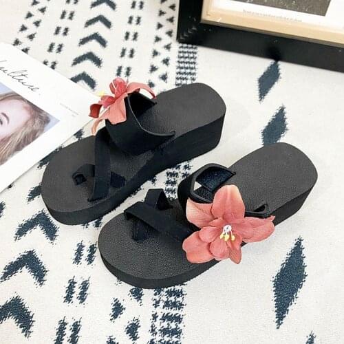 Shoes Woman Summer Flower Clip Toe Sandals Womens Shoes Wedge Slippers Sandalia Feminina Women Beach Slipper Flip Flops TX453