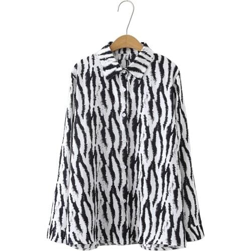 2021 Woman &Man Spring&Autumn Same Style Handsome Boy Sweet Ccool Girl Leopard Print Long-Sleeved Chiffon Shirt