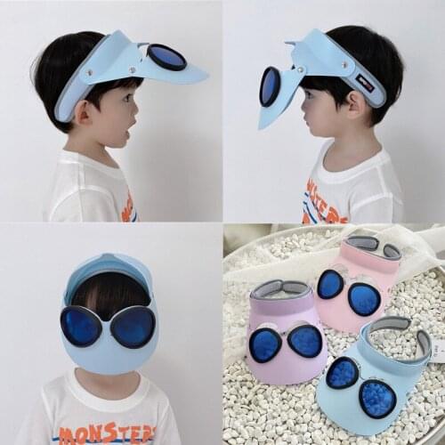 1-6T Kids Summer Sunhats Child Peaked Visor Hat Cap With Glasses Folding Outdoor Breathable Sunprotection Hat For Boys Girls