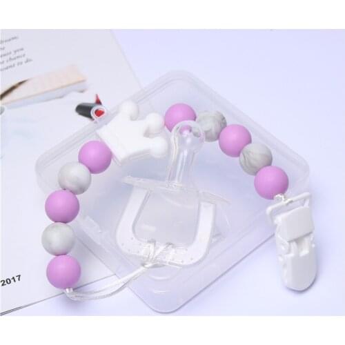 Silicone Beads Star Cat Crown Pendant Pacifier Chain + Nipple Chew Baby Teether Toy Nipple Holder Baby Personalize Pacifier Clip