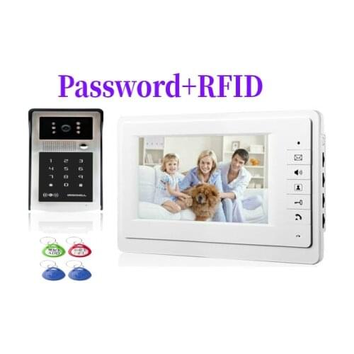 Fingerprint RFID Password Unlock Video Intercom 7 Inch Monitor Video Door Phone Doorbell Home Security Visual Intercom System