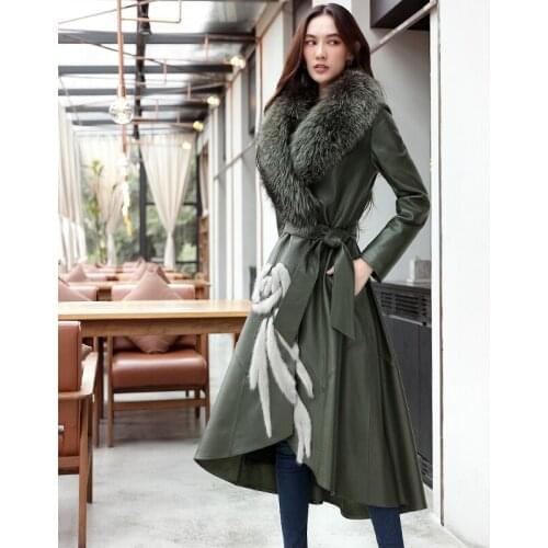 Genuine Leather Jacket Women Sheepskin Duck Down Winter Coat Woman Fox Fur Collar Windbreaker for Womens Clothing SNA18058 YY852