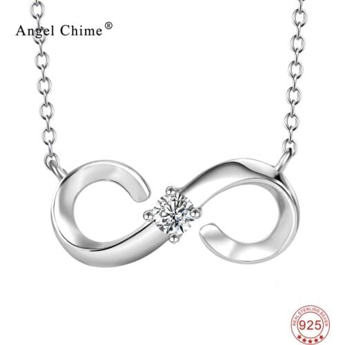 925 Sterling Silver Infinity Love Open Heart Crystal CZ Pendant Statement Choker Necklaces Gift For Women