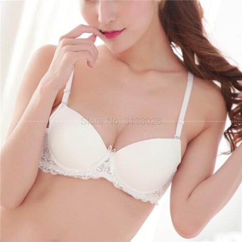 A cup 34 36 AB Ladies 3/4 Cup Lace Push Up Bra Black Bralette Deep V Womens Bras Underwear Lace Cup