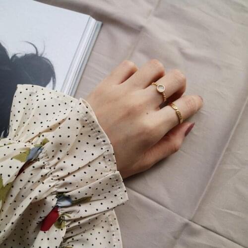 100% 925 Sterling Silver AAA+ White Opal Cat Eye Stone Delicate Dainty Thin Chain Simple Girl Rings For Women Silver Jewelry