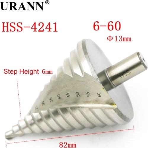 1pcs 6-60mm Pagoda Drill Hexagon Screw Drill HSS Power Tools Spiral Grooved Metal Steel Step Drill Bits Reamer Reaming Drilling
