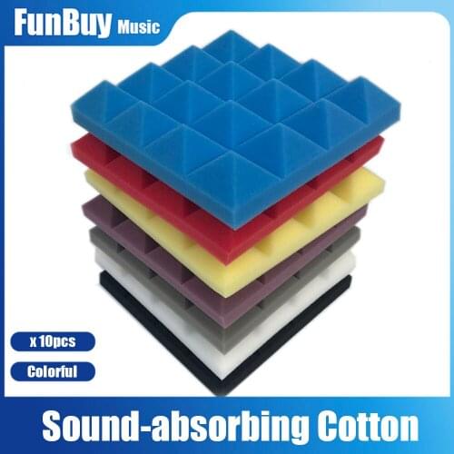 10pcs 25*25x5cm Studio Acoustic Foams Panels Sound Insulation Treatment KTV Drun Room Soundproof Foam Sponge Pad