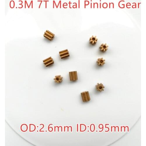 10pcs/lot RC Model Metal Pinion Gear 0.3M 0.95mm (hole diameter) 7T 7 Teeth Small Motor Gears Diameter 2.6mm For 1mm shaft