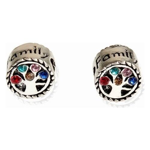 10PCS New Europea Colorful Crystal Tree Family Spaced Hollow Bead Big Hole Love Charm Fit DIY Charm Bracelets Jewelry Making