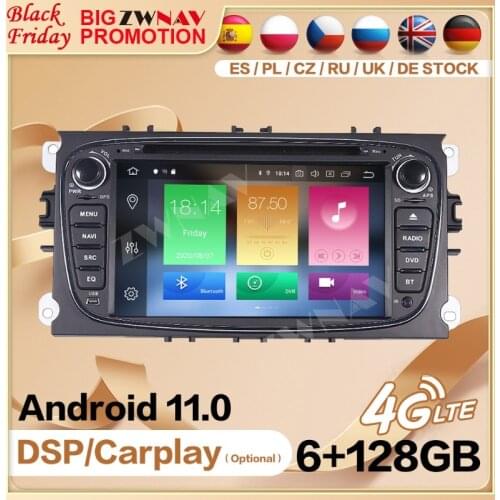 128G Carplay 2 Din Radio Receiver For FORD Focus S-MAX Mondeo C-MAX Galaxy Android Player Video GPS Head Unit Auto Audio Stereo