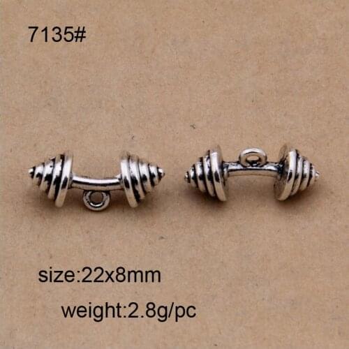 25pcs Antique Sliver/Antique Bronze Metal Dumbbell Charm fit Jewelry Findings 22x8mm