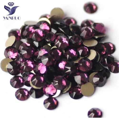 YANRUO 2088NoHF All Sizes Amethyst Non Hotfix Crystal Flat Back Strass DIY Glass Rhinestones For Nail Art Decorations