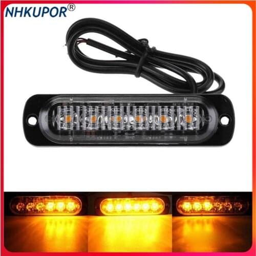 Car LED Light 6 Bulbs Ultra-thin Flash Light 12-24V Warning Lamp 18W Strobe Light