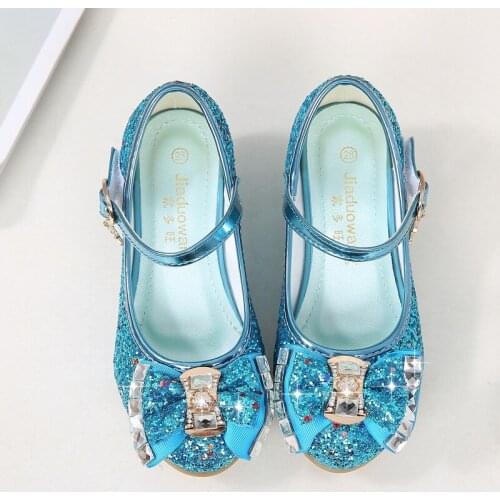 2021 Spring Autumn Princess Kids Leather Shoes for Girls Casual Glitter Children High Heel Girl Dance Activity Sequin PU Sandals