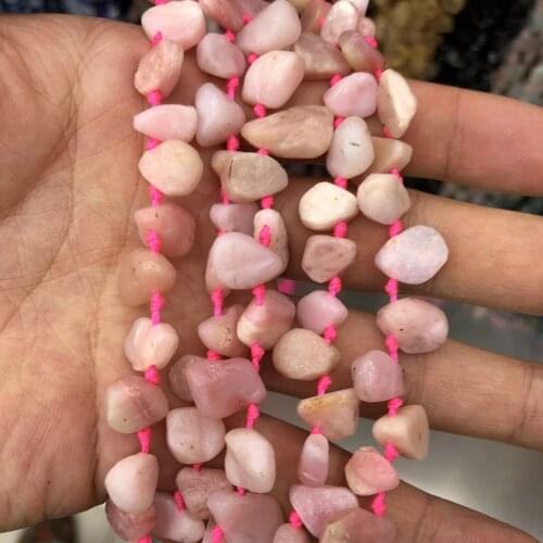Natural Pink Kunzite Raw Unpolished Pear Drop Nugget Bead, Genuine Gem Jewelry Making Beads 3strings of 15.5"
