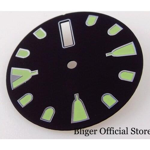 Nologo Calendar Black Watch Dial 28.5mm fit NH36A NH35A Movement Stainless Steel Face