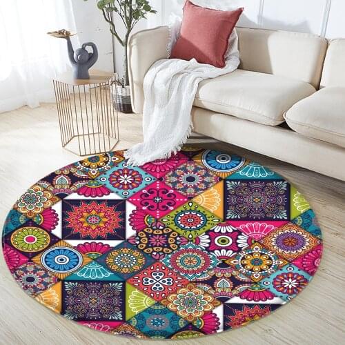 Decor Rugs Non-slip Mandala Style Colorful Floral Pattern Rug Floor Mat Living Room Bathroom Kitchen Living Room Bedroom Carpet