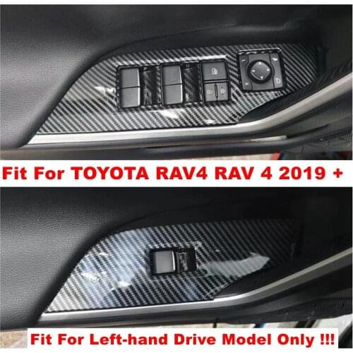 Door Handle Holder Window Lift Button Switch Panel Cover Trim For TOYOTA RAV4 RAV 4 XA50 2019 2020 2021 ABS Carbon Fiber Look