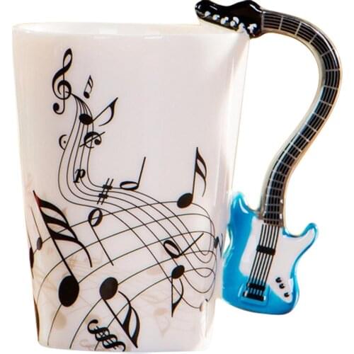 New Creative Guitar Music Note Ceramic Coffee Mug Home Office Drinkware Fashion Gift Milk Tea Water Coffee Tools Student Cup Too