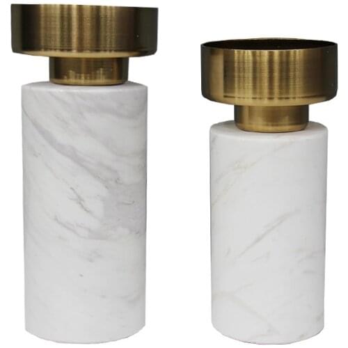 Modern style creativity minimalist luxury marbles candlestick holder model room table bar western restaurant desktop ornaments