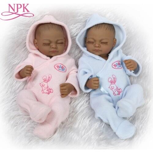 NPK 12'' 25cm Fashion Twins Baby Dolls Reborn Handmade Full Body Silicone New Born Girl And Boy Babies Doll For Kids Toys