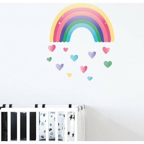 Cartoon Love Rainbow Wall Sticker For Kids Child Rooms Living Room Bedroom Decorations Wallpaper Colored Mural Nursery Stickers