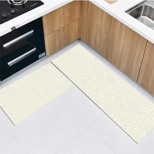 Nordic Beige Carpet Kitchen Floor Mats Abstract Geometric Pattern Bedroom Mat Bedside Long Rug For Living Room Laundry Room Mat