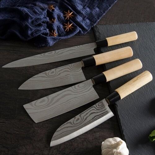 LION Kitchen Knife Stainless Steel 9'' Sashimi 6.5'' Santoku Chopping Chef Knife Bone Fish Vegetable Sushi Meat Sushi Sashimi
