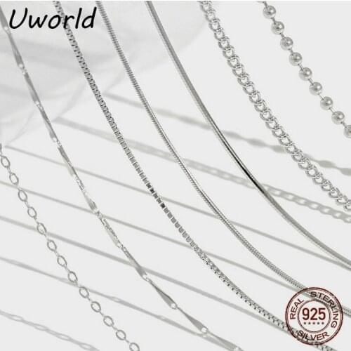 Wholesale 925 Sterling Silver Boxed Chain Side Snake Chians Choker Cross Melon Seed Beads Link Chain Necklace