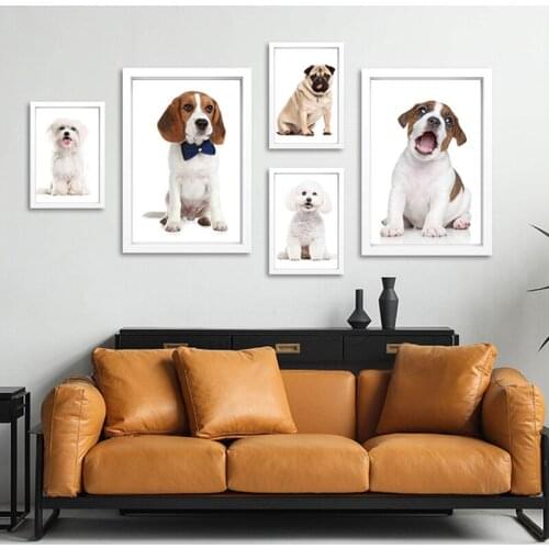 Cute Poodle Husky Pug Pet Dog Poster Print Wall Art Canvas Painting Animal Picture for Living Room Home Decorative