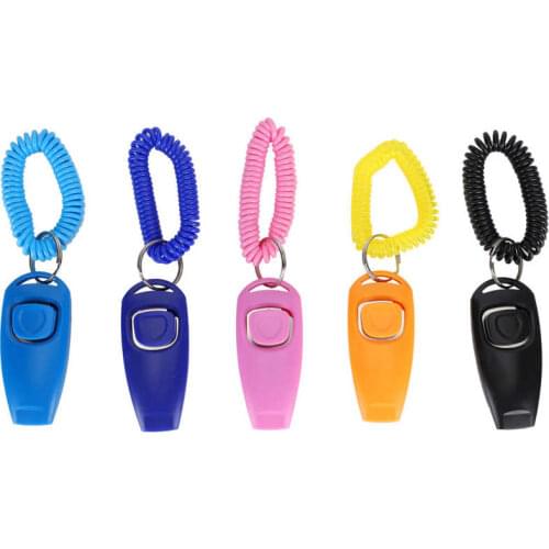 Plastic Dog Whistle Pet Training Whistle 2-in-1 Whistling Sounder Button High Frequency Plastic Dog Supplies