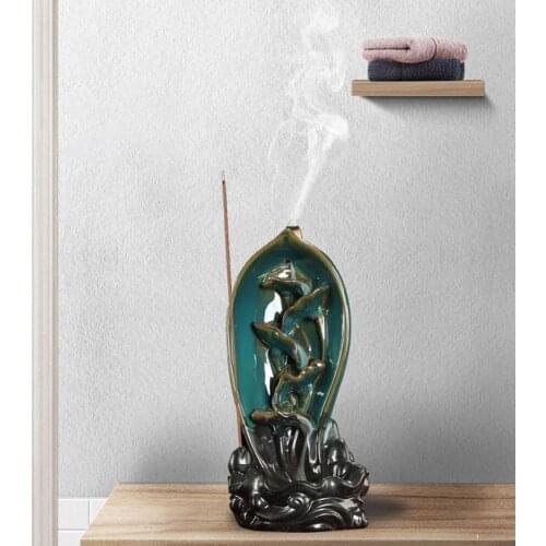 Mountain Waterfall Backflow Incense Burner Holder Ceramic Censer Home Decoration