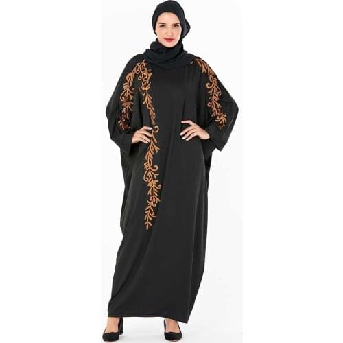 Casual Muslim Bat Sleeve Embroidery Abaya Maxi Dress Loose Cardigan Kimono Long Robe Gowns Jubah Middle East Eid Ramadan Islamic