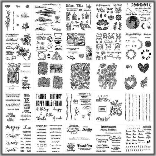 Clear Silicone Stamps Beautiful Flower Letter Words Sentence Animals Pig Heart Round Template Decorate Cards Diy Craft Handmade