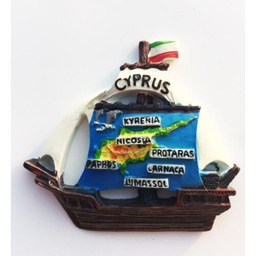 QIQIPP Sailing Map Magnetic Fridge Magnets Cyprus Travel Memorial Handmade Painted Decorative Crafts