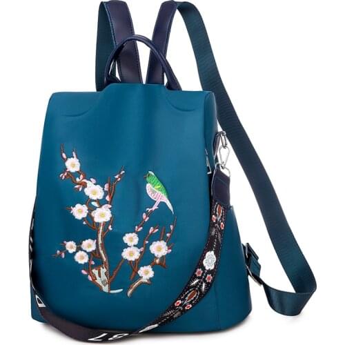 New Flowers Hand Embroidery Backpacks Large Capacity Shoulder Bags for Women 2021 Ladies Backpack Fashion School Bag