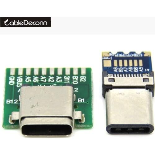 DIY 24pin USB 3.1 Type C Female Socket Connector SMT type with PC Board