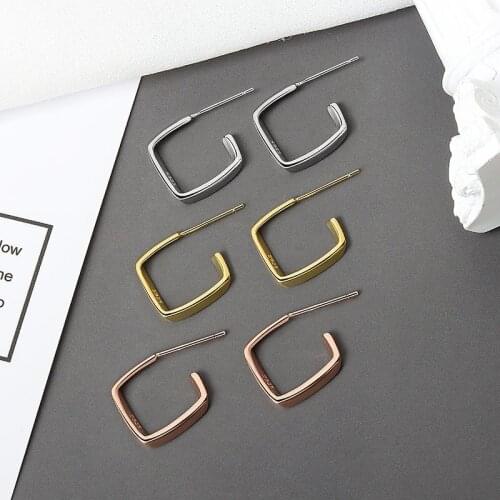 Gold Silver Color Stud Earrings Simple Thick Earring 2020 New Stylish Jewelry Statement Rose Gold Brincos for Women Girl Brinco