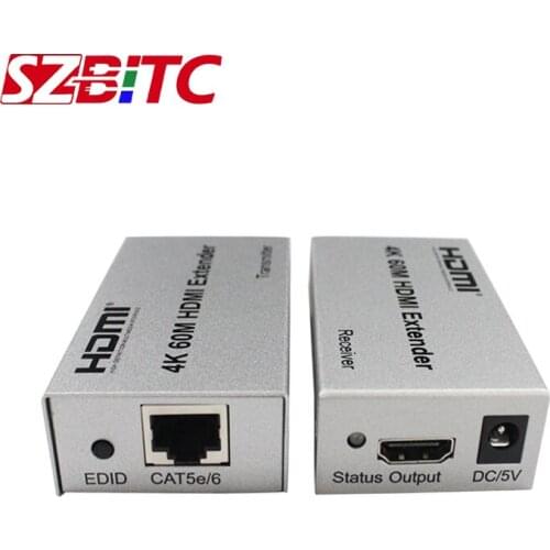 SZBITC 60m HDMI Extender Splitter HDMI sender&receiver over single Cat5e/6 Ethernet Converter