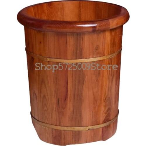 Chinese Toon Wood Foot Bath Bucket, Foot Soaking Bucket Increased By 40, Foot Washing Basin With Cover, Zusanli Leg Soaking