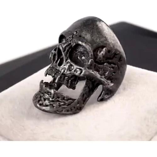 Vintage Vampire Skull Men Ring Accessories Open Jaw Silver Color Ring Men Skull Motorcycle Rock Punk Jewelry Rings