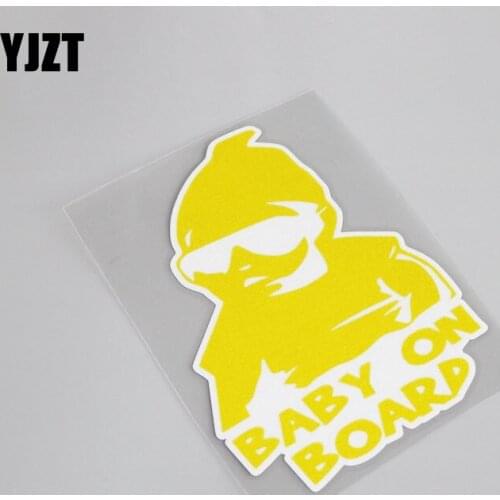 YJZT 9.1CM*13.3CM Interesting Yellow BABY ON BOARD PVC Car Sticker Decal Motorcycle 13-0022