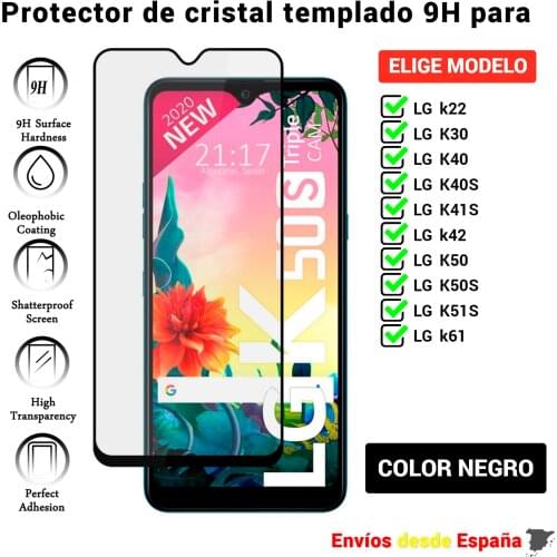 3D full screen Protector for LG k22 K30 K40 K40S K41S k42 K50 K50S K51S k61. Black tempered glass for movil