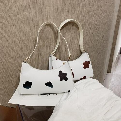 Fashion Cow Print Printed Women Underarm Shoulder Bag PU Leather Female Casual Travel Daily Shoulder Handbags
