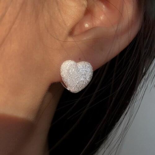 VENTFILLE 925 Sterling Silver Flashing Love Heart Earrings for WomenTrendy Luxury Party Jewelry Birthday Gifts 2021 New